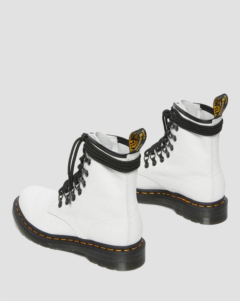 White Women's Dr Martens 1460 Laced Virginia Leather Lace Up Boots | CA 167WNB